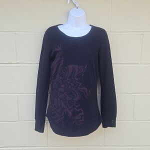 Vintage- Women's- O'Neill- Black and Purple- Tribal- Longjohn Top- Large